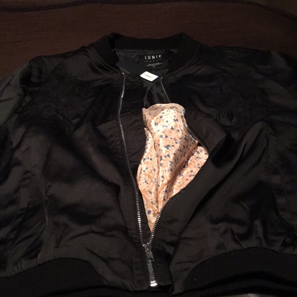 Black Lunik NWT lightweight satin bomber jacket❤️ - Picture 2 of 5